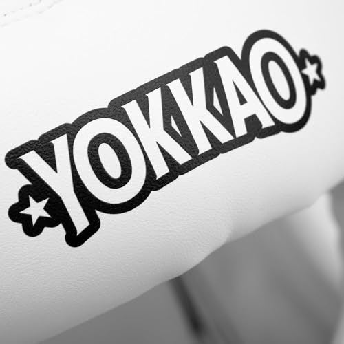 YOKKAO Premium Head Guard | Handmade Genuine Leather Headgear | Ideal for Muay Thai, Boxing, Kickboxing Sparring, Hard Training & Professional Competitions - color: White Training, size: Large