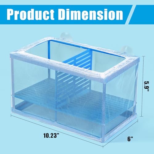 AQUANEAT Fish Tank Breeder Large Mesh Net Fry Saver Aquarium Spawn Hatchery Isolation with Suction Cups Hatchery Incubator for Shrimp Betta - size: Large