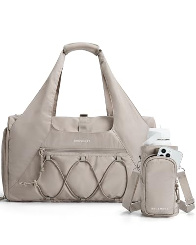 BAGSMART Gym Bag for Women, Lightweight Duffel with Shoe Compartment, Tote Bag with Wet Pocket for Yoga Travel, Camel - color: Camel