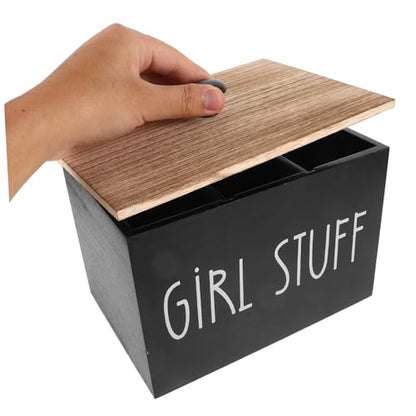 LABRIMP Wooden Cotton Balls Cotton Pads Organizer Storage Box Lid Swab Dispenser Desk Accessory Smooth Edges Easy to Use