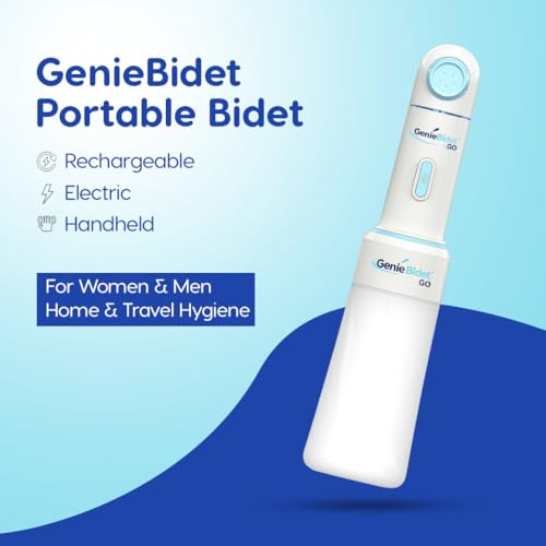 GenieBidet Upgraded 2025 Portable Bidet Rechargeable - Handheld Toilet Bidet Sprayer. On-The-Go Cleaning - Electric Sprayer for Women and Men. Personal Hygiene Cleaning/Postpartum Care.