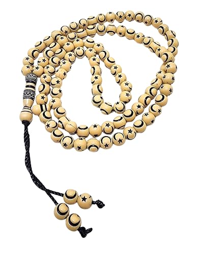 Muslim Tasbih 99 Beads AMN-238B Islam Prayer Rosary Moon Star Image Islamic Worship Prayer Misbaha Ceremony Religious Eid Ramadan Gift (Pastel) - color: Pastel