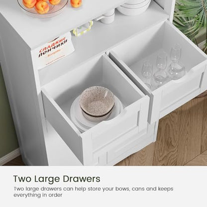 Iwell Bathroom Cabinet with Doors and Drawers, Freestanding Bathroom Storage Cabinet, Adjustable Shelves, for Living Room, Kitchen, Home Office, White - color: White
