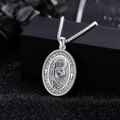 Sterling Silver 3 Nails Cross/Saint/Egyptian/Catholic Cross/Holy Spirit Necklace Religious Pendant Jewelry for Women - style: St Jude