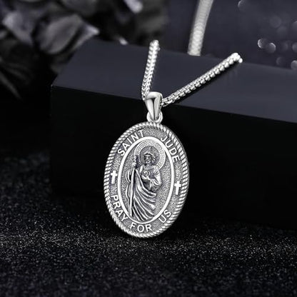 Sterling Silver 3 Nails Cross/Saint/Egyptian/Catholic Cross/Holy Spirit Necklace Religious Pendant Jewelry for Women - style: St Jude