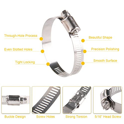 Winlong Stainless Steel 2'' Hose Clamps, 10PK SAE 36 Worm Gear Hose Clamps Adjustable 1 3/4 Inch-2 3/4 Inch (45-70mm) for Automotive Plumbing, 2 1/2'', 2.5'', 2 1/4'' Hose Clamps - size: SAE#36 (1-3/4" ~ 2-3/4") 10PK