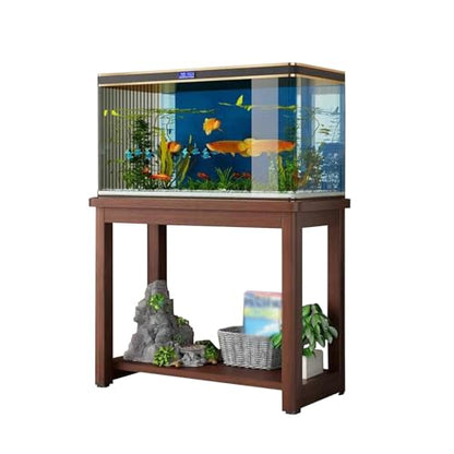 Solid Wood Fish Tank Stand with Plant Shelf, Suitable for 5-40 Gallon Aquariums, Reptile Tank Rack for Home Office, Durable and Stylish Fish Table