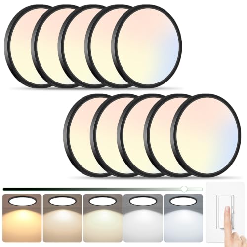 Brightever 10 Packs LED Flush Mount Ceiling Light Fixture Black 12 Inch - color: Black, size: 12 Inch-10 Packs