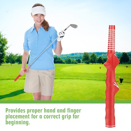 Arrowbash Golf Training Grip Right Handed Swing Grip Trainer Aid Tool for Men Club Accessories - color: Red