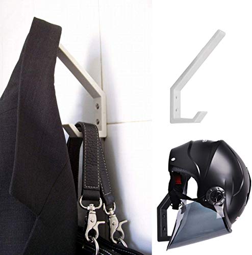 2PCS Helmet Holders Plastic Hanging Hooks Wall Mounted Hangers Hat Glove Bag Shoe Clothes Rack-White - color: White