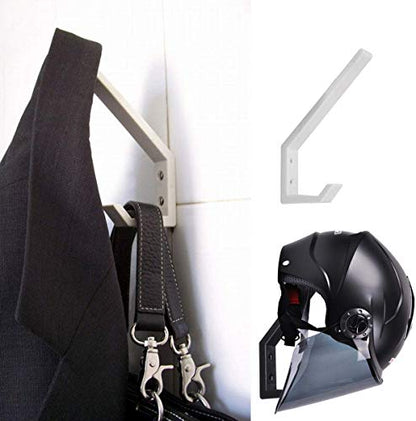 2PCS Helmet Holders Plastic Hanging Hooks Wall Mounted Hangers Hat Glove Bag Shoe Clothes Rack-White - color: White