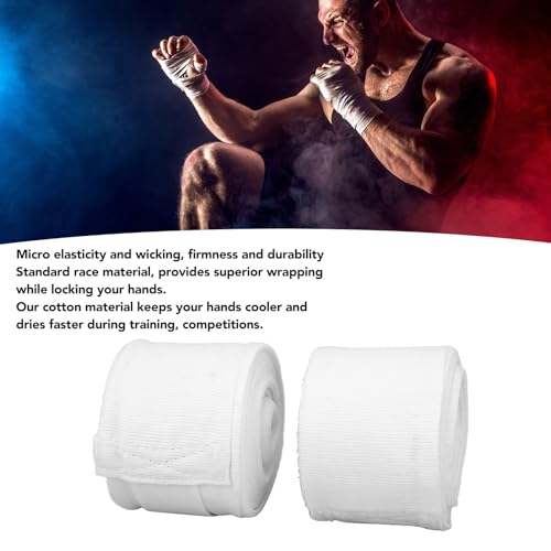 2Pcs Boxing Hand Wraps, 16.4ft Cotton Boxing Wraps, Quick Drying Semi Elastic Hook Loop Design, Sports Hand Wraps for Men Women Kickboxing Muay Thai (Black)
