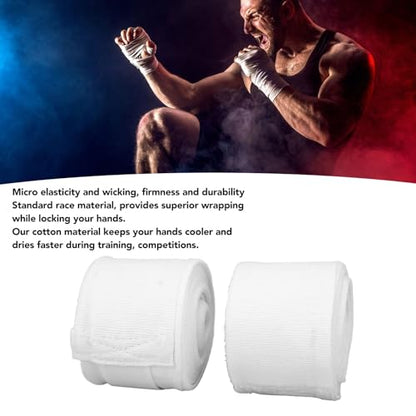 2Pcs Boxing Hand Wraps, 16.4ft Cotton Boxing Wraps, Quick Drying Semi Elastic Hook Loop Design, Sports Hand Wraps for Men Women Kickboxing Muay Thai (Black)