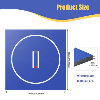 Generic 3M X 3M Gymnastics Training Mat Wear Resist Portable MMA Blanket Anti-Slip Multi-Functional Training Blankets for Grappling Martial Art Boxing Judo