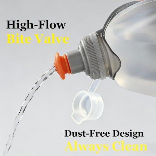 HECHZSO Running Water Bottle with Clip, 8.8oz No-Bounce Soft Flask, Dust-Proof Cap, BPA-Free, Fits Running Belts & Hydration Vests — for Jogging, Walking, Hiking, Cycling (1 Pack)