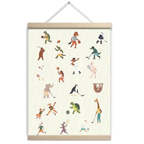 UTELKA Vintage Golf Wall Art, Cute Sport Decor Wall Decor for Woodland Nursery Decoration, Vinatge Animal Sport Nursery Decoration Hanging for Classroom Playroom Gifts for Boys Toddlers Kids 12x16 - color: Animal Sport