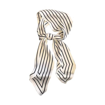 Silk Feeling Head Scarf Fashion Satin Hair Scarf Square Long Scarves for Women Gifts - color: 01 Black Line 3.8 X 43 Inch