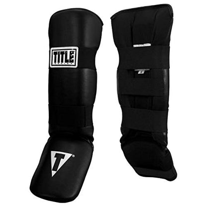 TITLE Boxing Vinyl Shin & Instep Guards 2.0 - Muay Thai, MMA, Kickboxing, Martial Arts Shin Pads - size: Adult