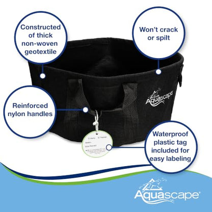 Aquascape Heavy Duty Aquatic Plant Pot with Handles, Non-Woven Geotextile, 20 inch Dia (50.8 cm), Black, 47005 - size: 20 Inch Dia.