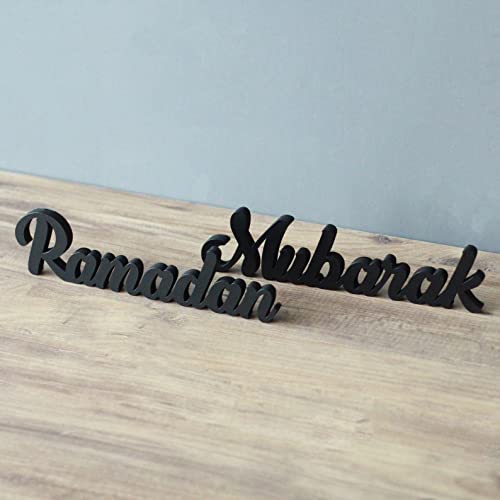 iwa concept Ramadan Mubarak and Eid Mubarak Table Decor, Islamic Wooden Acrylic Decor, Ramadan Decoration, Eid Decor, Eid Mubarak, Eid Gifts (Ramadan Mubarak, Black) - color: Black, size: Ramadan Mubarak