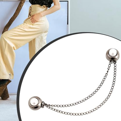 Magnets for Clothing,Magnetic Retaining Buckle | Multifunctional Magnetic Clothing Clips, Powerful Hijab Magnets with Chain - color: Black