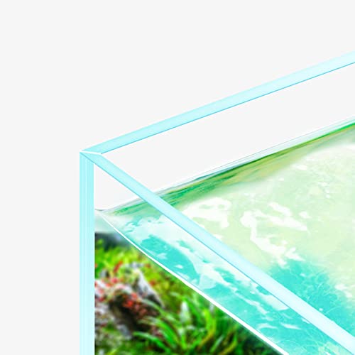 Fzone 10 Gal Rimless Low Iron Fish Tank Nova Clear Ultra-White 45° Mitered Edges Translucent Glass Anata Series Aquarium w/Black Foam Leveling Mat(S45-W30) - size: 10 Gal, 17.7x11.8x11.8inch