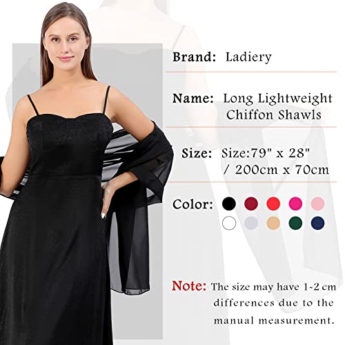 Ladiery Chiffon Shawl Wraps for Women Evening Dresses, Elegant Soft Sheer Shawls for formal dressy Bride Wedding - color: Black(1)