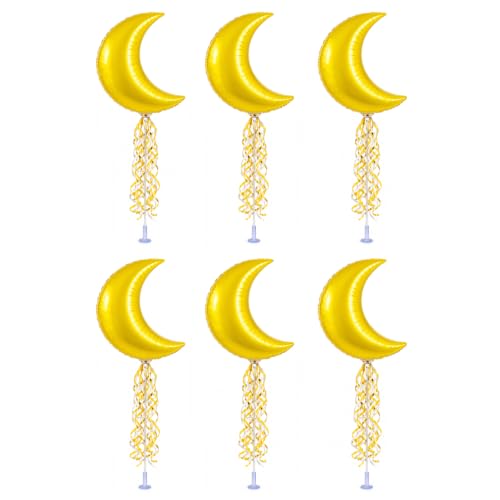 PMU 10 Pc 9 Inch Large Crescent Moon Shape Foil Balloon Helium Balloon for Ramadan Eid Baby Shower Wedding Birthday Party Decor Yellow - color: Yellow, size: Pkg of 10