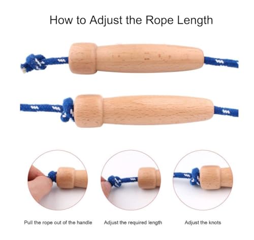 8.8 Feet Jump Rope for Women Men Kids Wooden Handle Jumping Ropes - color: Deep Blue