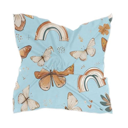 Women's Silk Scarf Square Satin Head Scarves Fashion Neck Scarf Hair Wraps Silk Bandana - color: Bohemia Butterfly Rainbow