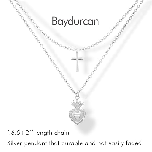 Dainty Silver Necklace for Women - Ankh Jesus Horse Celtic Cross Necklace for Women, Dainty Charm Spider Christian Gifts for Friends Sister Mom, Birthday, Christmas, Mother's Day, Graduation Gifts - style: Sacred Heart