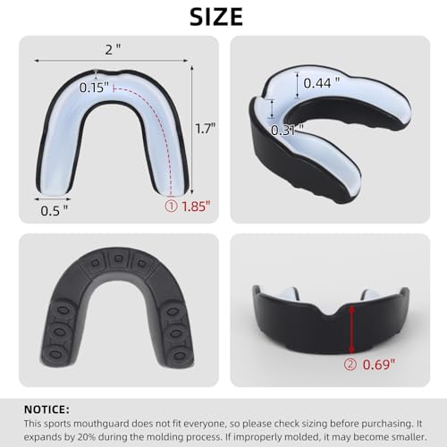 6 Pack Sports Mouthguard, Kids & Youth Mouth Guard with Case for Boxing, MMA, Hockey, Soccer, Basketball, Size S - size: Small (Under 7 Year old)