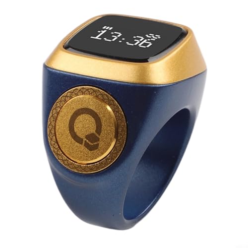 Smart Zikr-Ring For OLED Display Digital Ring Counter, Vibration Reminder For Muslim Prayer Times, 40MAh Long Life, Sizes 18Mm 20Mm 22Mm, Colors Black Blue Green Brown Pink(18mm blue) - size: 18mm blue