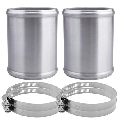 AC PERFORMANCE 3" (76mm) OD Aluminum Alloy Hose Joiner Silicone Pipe Connector Bead, 4" Length with 304 SS Clamps, Pack of 2 - size: 3" (76mm) - 2PCS