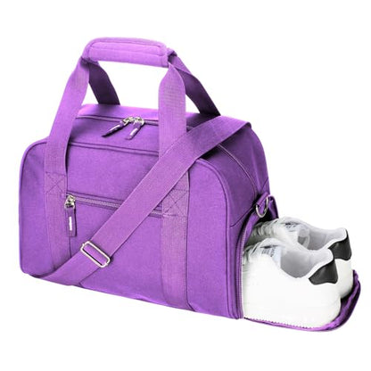 SeaRock 14 inch Small Gym Bag for Men & Women, Mini Duffle Bag with Shoe Compartment, Carry On Duffel Bag for Travel Sports, Purple - color: Purple