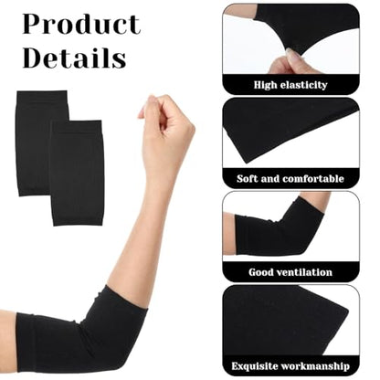 2 Pairs Tattoo Cover up Sleeve, Forearm Concealer Support | Tattoo Aftercare UV Protection over Sleeve Elbow Sleeves for Women Men - color: Black