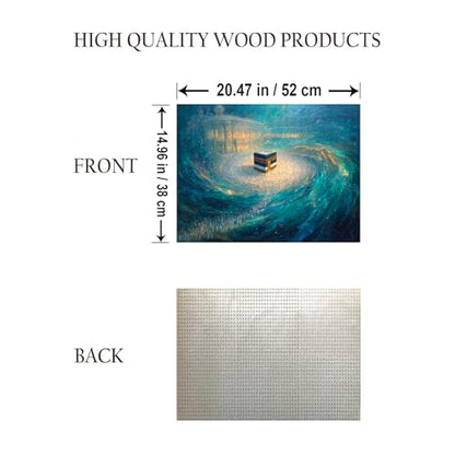 Islam Jigsaw Puzzle - 500 Pieces Wooden Puzzle for Adults, Wall Art Gift, Finished Size: 20 x 15 Inch - color: Kaaba in Mecca Hajj Pilgrimage Islamic Sacred Site Muslim - 500 Pieces