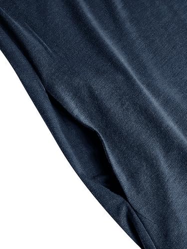 WSPLYSPJY Women High Neck Abaya Muslim Dress Solid Color Prayer Robe - color: Navy Blue, size: XX-Large