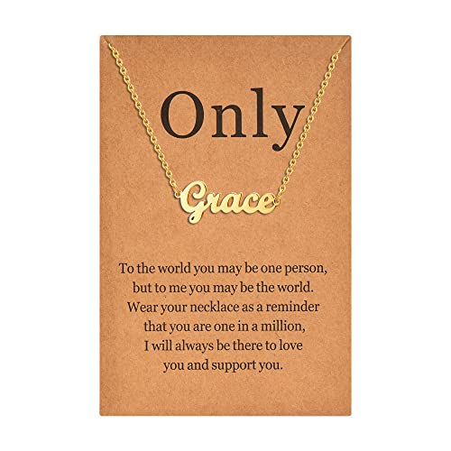 Lcherry Name Necklace Personalized for Women Gold Plated Nameplate Necklace Gifts for Girls - style: Grace