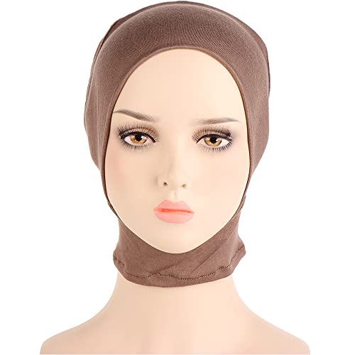 4pcs Muslim Inner Cap Stretch Turban Bonnet Underscarf Full Cover Hijab Neck Cover Head Wear - color: Black White Beige Camel