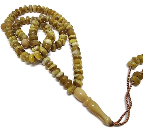 Islam Prayer Tasbih 99 Beads AMN-101 Muslim Zikr Rosary Misbaha w/Decorate Tassels Ramadan praying Eid Gift - color: Brown