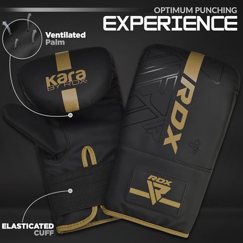 RDX Boxing Pads and Bag Gloves Set, Maya Hide Leather Kara Hook and Jab Training Pads, Curved Focus Mitts for MMA, Muay Thai, Kickboxing Coaching, Martial Arts, Punching Hand Target Strike Shield - color: GOLDEN