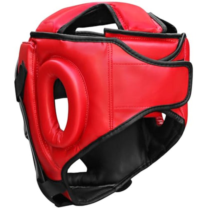 Farabi Sports Boxing Headgear Grill Head Gear MMA Training Kickboxing Sparring Gear Removable Front Bar Grill - color: Red, size: X-Large