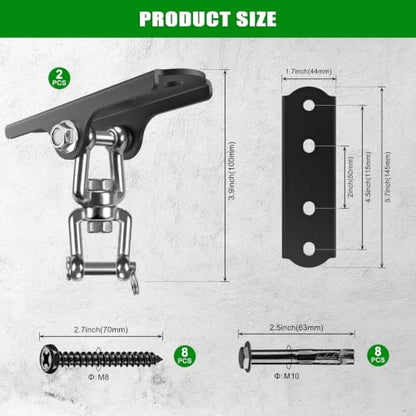 2Pcs 360° Swivel Swing Hanger Swing Ceiling Mount Heavy Bag Hanger Hook - color: 360° Swivel Hanger - Detachable Hooks ( 2 Pack )