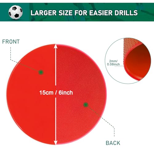60 Pcs Poly Vinyl Spot Markers Rubber Floor Dots Non Slip Agility Markers Flat Field Cones for PE Gym Classes, Classroom Activities and Games, Soccer Basketball Sports Speed Agility Training - size: 6inch