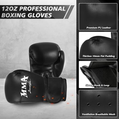 Filled Punching Bag for Adults, 4FT PU Leather Hanging Boxing Bag with 11lb Sponge Filler & 12OZ Boxing Gloves, Heavy Kicking Bag Boxing Equipment for MMA Training Karate Kickboxing - style: Octagon