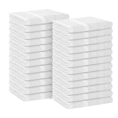 Avalon Towels Salon Towel - White Hand Towels Bulk Pack of 24 - 100% Cotton Absorbent Spa, Facial & Gym Towel for Working Out - 16x27 Inches (Not Bleach Proof) - color: White