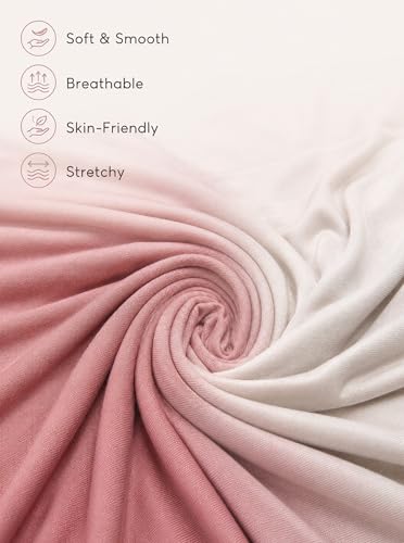Premium Stretch Cotton Gradient Scarf for Women, Soft Jersey Wrap Shawl, Lightweight Ombre Hijab for Everyday Wear - color: Mctlo2537-opink