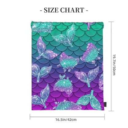 Unisex Drawstring Backpack Purple Blue Galaxy Sparkling Mermaid Fish Scales Pattern, Water Resistant Polyester Gym Sack for Sports Workout Training - color: Pattern (368)