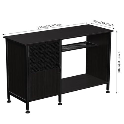55-75 Gallon Fish Tank Stand, Aquarium Stand with Open Shelf, Heavy Duty Fish Tank Rack with Cabinet Storage, 52" L*19.7" W Tabletop fits Aquarium,Turtle Tank,or Reptile Terrariums Black